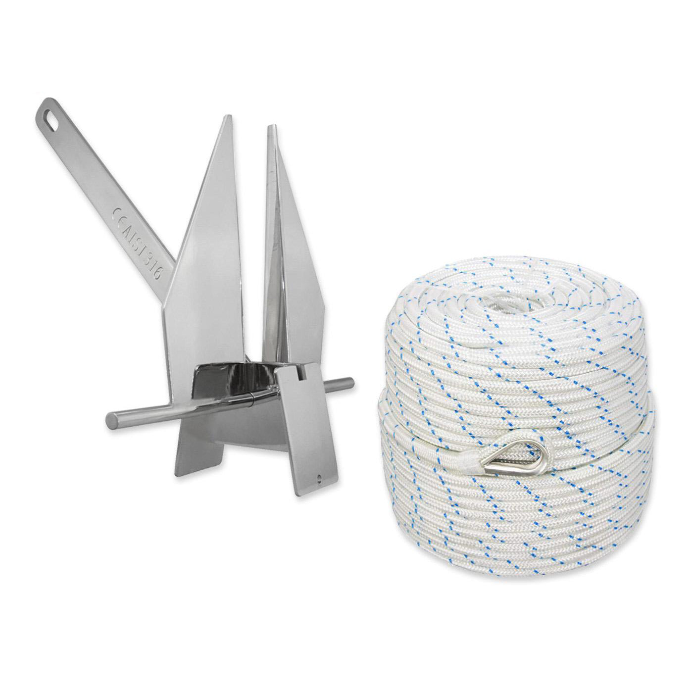 Fluke Anchor and Rope for Boats to 25'